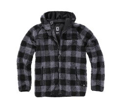 Brandit Worker яке флисов суитшърт с качулка Teddyfleece, черно/сиво