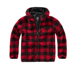 Brandit Worker яке флисов суитшърт с качулка Teddyfleece, червено/черно