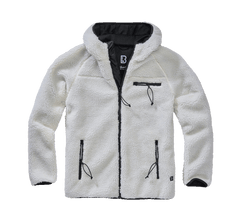 Brandit Worker яке флисов суитшърт с качулка Teddyfleece, бяло