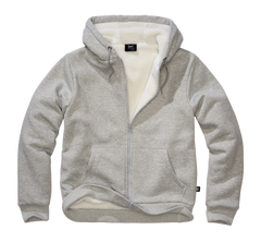 Brandit Sweatjacket ανδρικό φούτερ με ζεστή επένδυση Teddylining, γκρι μελανζέ