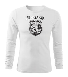 DRAGOWA Fit-T блуза с дълъг ръкав български герб, бяло