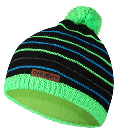 HUSKY Cap 34 детска шапка, черно/неоново зелено