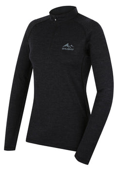 HUSKY Merino θερμικό μπλουζάκι μακρύ Merow zips, μαύρο, L