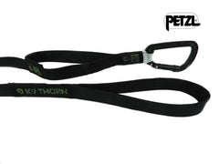 K9 Thorn Leash with Double Handle and Petzl Carabiner, Black, XL