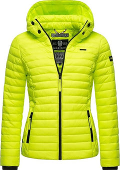 Marikoo Samtpfote women's transitional jacket with hood, neon green