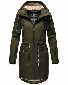 Marikoo Racquelle ženska softshell jakna s kapuco, oljčna