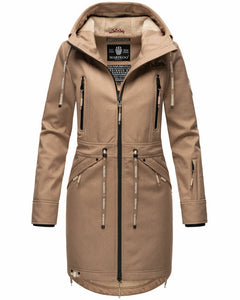 Marikoo Racquelle ženska softshell jakna s kapuco, taupe grey
