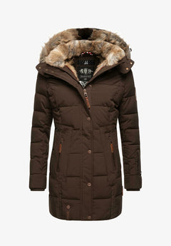 Marikoo LIEBLINGS JACKE women's winter hooded jacket, Dark brown