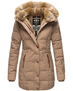 Marikoo LIEBLINGS JACKE women's winter hooded jacket, Taupe