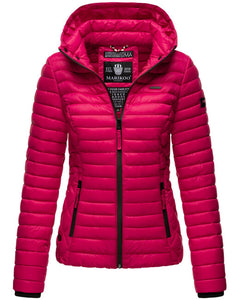 Marikoo Samtpfote women's transitional jacket with hood, fuchsia
