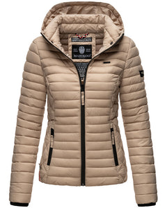 Marikoo Samtpfote women's transitional jacket with hood, Taupe