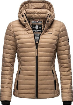 Marikoo Samtpfote women's transitional jacket with hood, Taupe grey