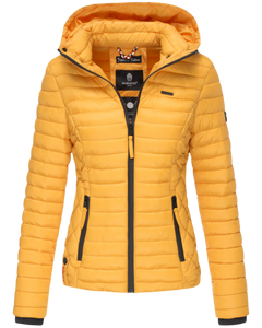 Marikoo Samtpfote women's transitional jacket with hood, yellow