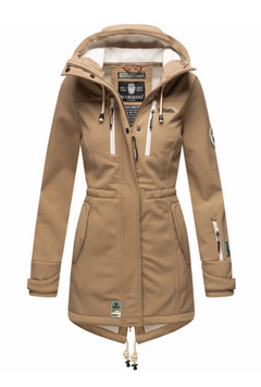 Marikoo ZIMTZICKE women's winter softshell jacket with hood, Taupe grey