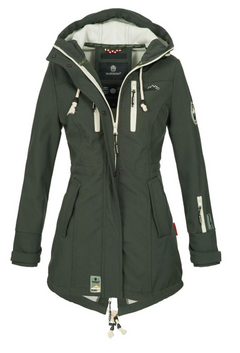 Marikoo ZIMTZICKE women's winter softshell jacket with hood, green