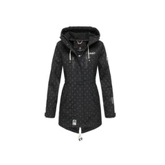 Marikoo ZIMTZICKE P women's winter softshell jacket with hood, black dotted