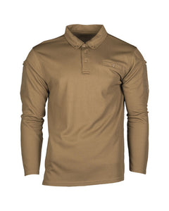 Mil-Tec Tactical Polo Shirt Long Sleeve, Dark Coyote