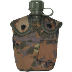 Mil-Tec US pohodniška steklenica Flecktarn vzorec ALU s skledico, 1l