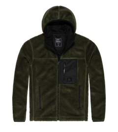 Vintage Industries Dustin fleece φούτερ lined sherpa, σκούρο λαδί