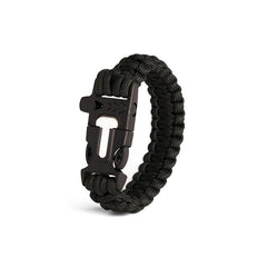 WARAGOD Βραχιόλι Paracord με Σφυρίχτρα και Κροσσέ, Μαύρο
