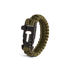 WARAGOD Βραχιόλι Paracord με Σφυρίχτρα και Κρουστικό Πυριτικό, Πράσινο