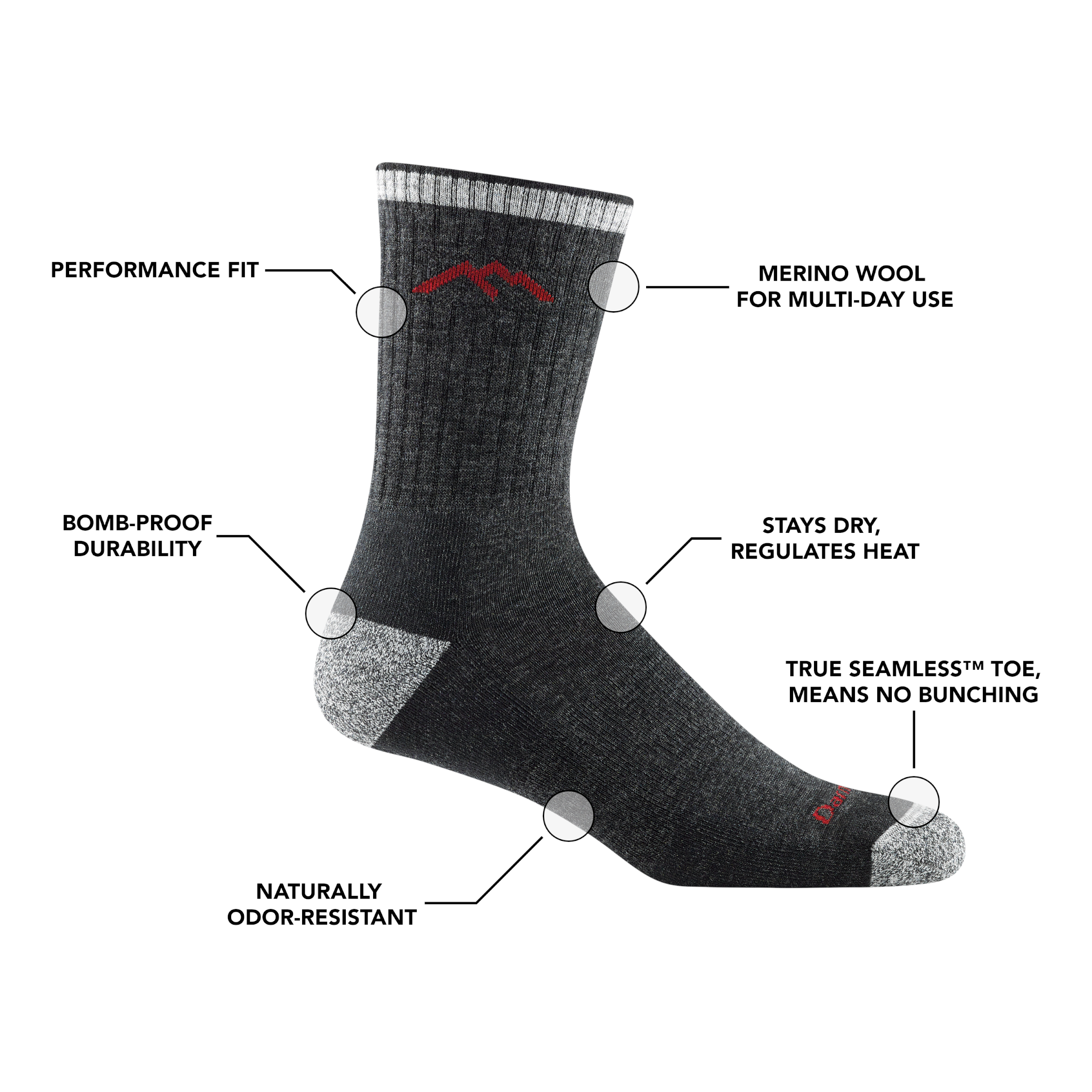 Darn Tough Hiker Micro Crew туристически чорапи с амортизация, Clover