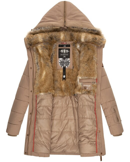 Marikoo LIEBLINGS JACKE дамско зимно яке с качулка, Taupe