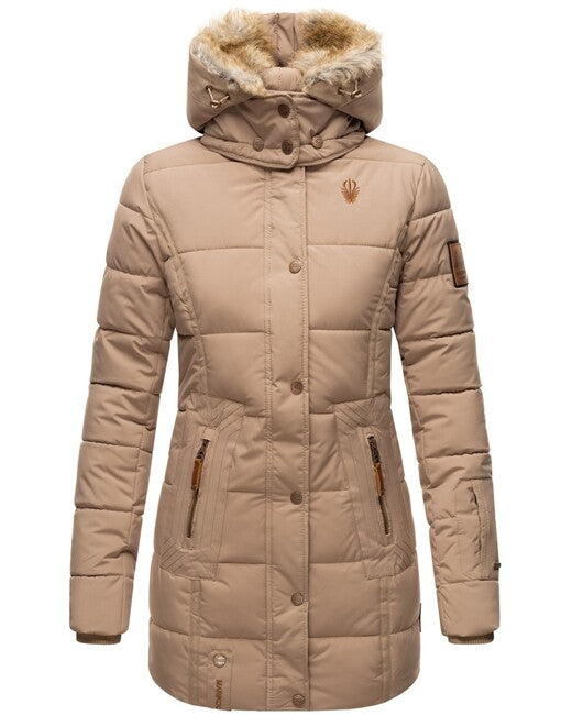 Marikoo LIEBLINGS JACKE дамско зимно яке с качулка, Taupe