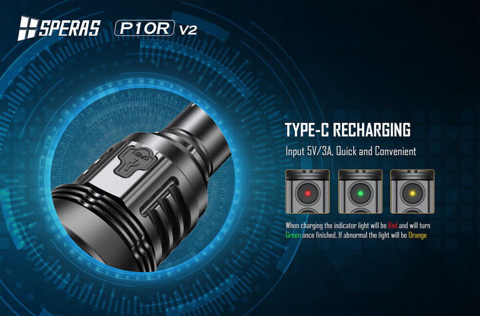 Speras P10R V2 преносима LED фенер за зареждане 10000LM