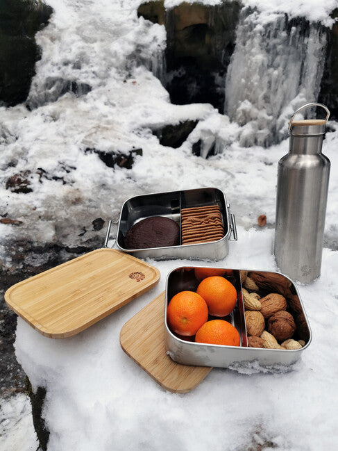 Origin Outdoors Bamboo-клипс обедна кутия от неръждаема стомана 1,2 л