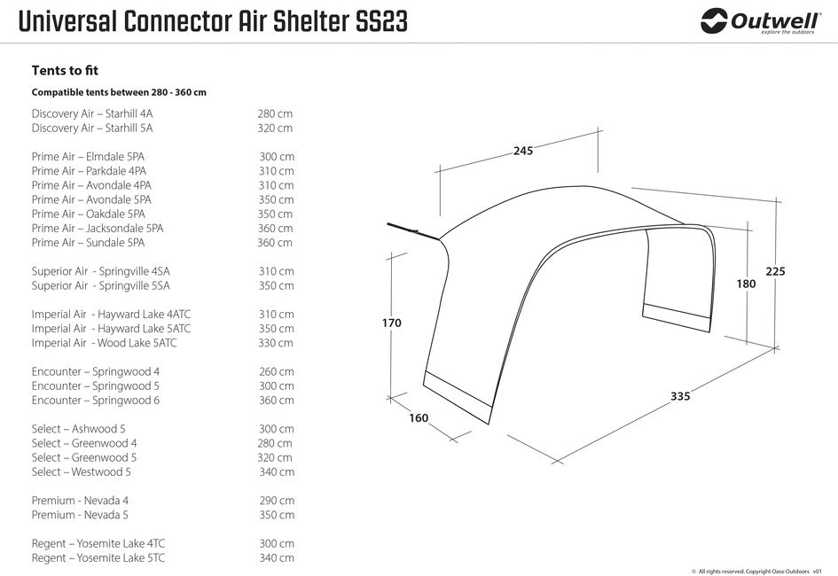 Outwell Air Shelter преносим прикрепляем към палатка козирка