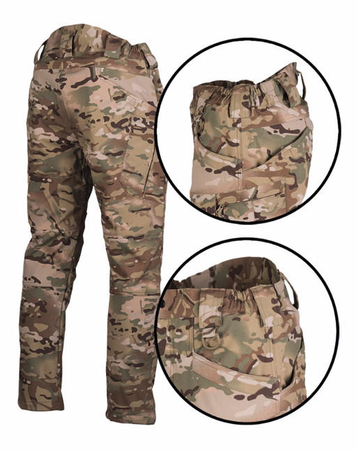 Mil-Tec Assault insulated softshell trousers, Multitarn