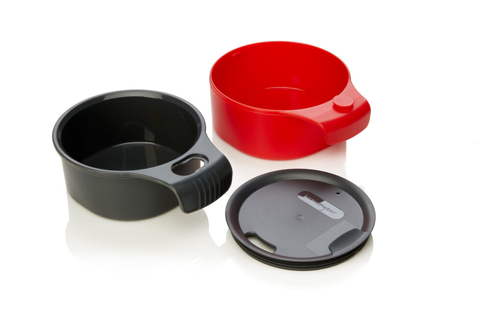 Humangear CupCUP 2v1 туристическа чаша с интегрирана допълнителна чаша и капак, въглища-червена