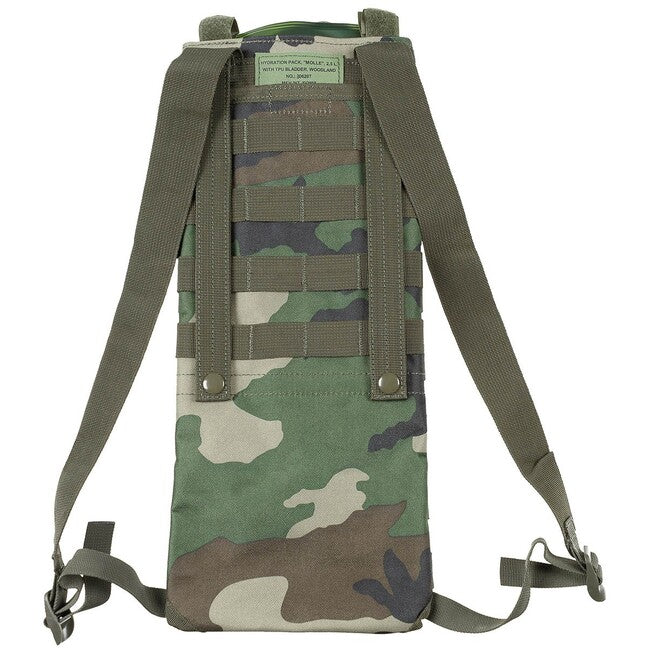 MFH MOLLE хидратационен вак с TPU маркуч, 2,5 L, горски камуфлаж
