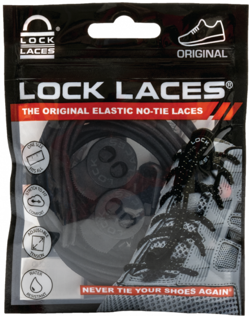 Lock Laces шнура за обувки, черна solid