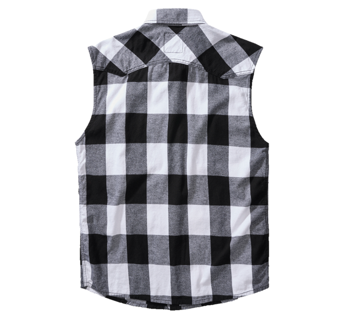 Brandit Check риза без ръкави, бяло черна