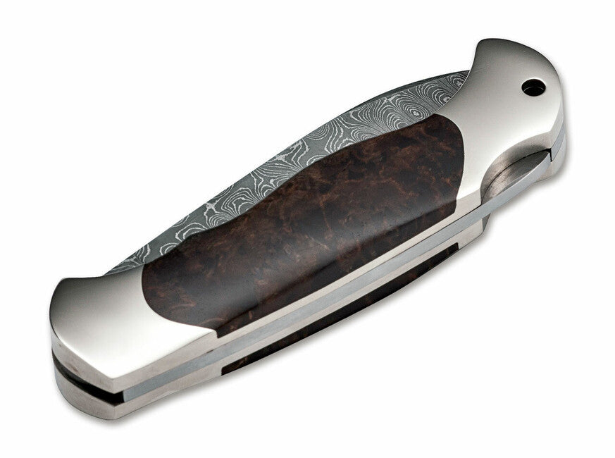 BÖKER® Scout Spearpoint джобен нож дамаск, 7,9 cm, брезово дърво