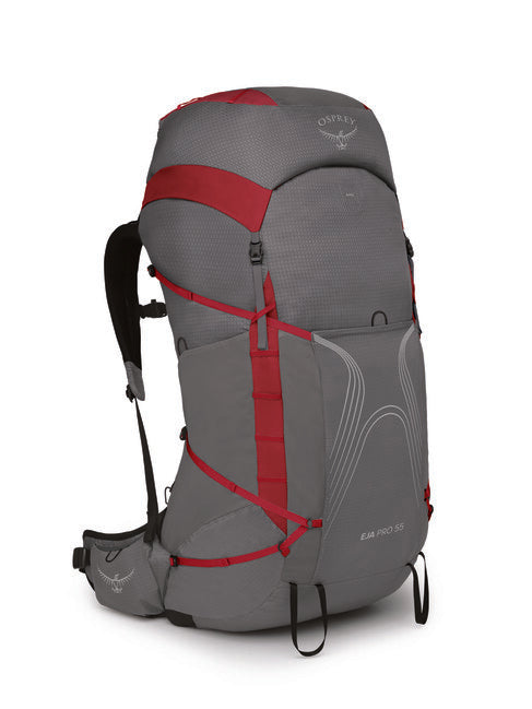 OSPREY EJA PRO 55 туристическа раница, dale сив/poinsettia червен
