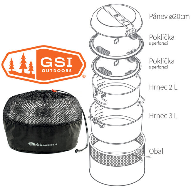 GSI Outdoors Glacier готварски комплект за кемпинг 2+3 л