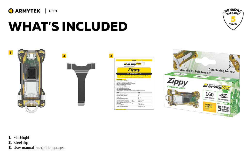 ArmyTek Zippy Led ключодържател, жълт