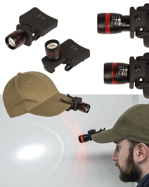 Mil-Tec LED CREE фенер за глава на шапка с козирка, черен
