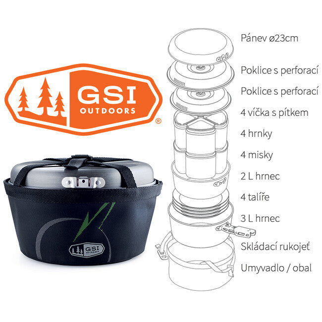 GSI Outdoors Pinnacle Camper готварски комплект за 4 osoby