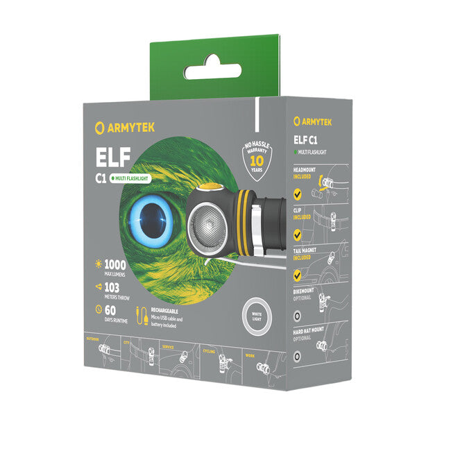 ArmyTek Elf C1 LED ръчен фенер студено бял захранване от акумулатор, 1000 lm, 1440 h, 56 g