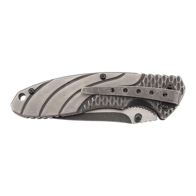 Herbertz джобен нож едноръчен 9cm, неръждаема стомана с шарка пчелна пита, Stonewash