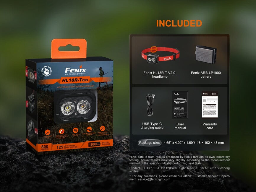 Fenix HL18R-T V2.0 зареждаема фенер за глава, черна