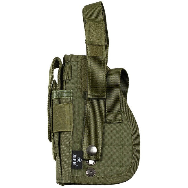 MFH MOLLE дясностранен бедрен кобур за оръжие, OD зелено