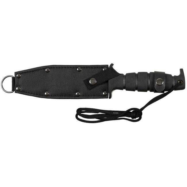 Fox Outdoor Pilot нож, черен, гумена дръжка, с калъф