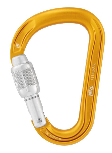 Petzl Attache HMS карабина с кръгло напречно сечение и заключване, жълта