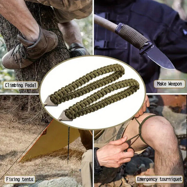 DRAGOWA Tactical Wander джобен верижен нож със синджирна дръжка от парачард, зелен