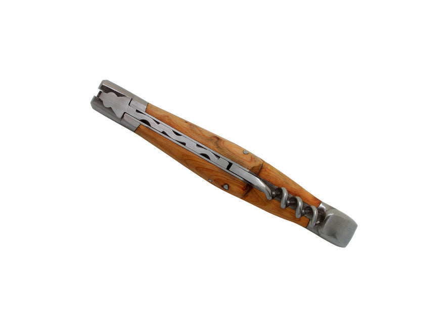 Laguiole DUB071 джобен нож дамаска стомана, острие 12cm, тирбушон, дръжка хвойна